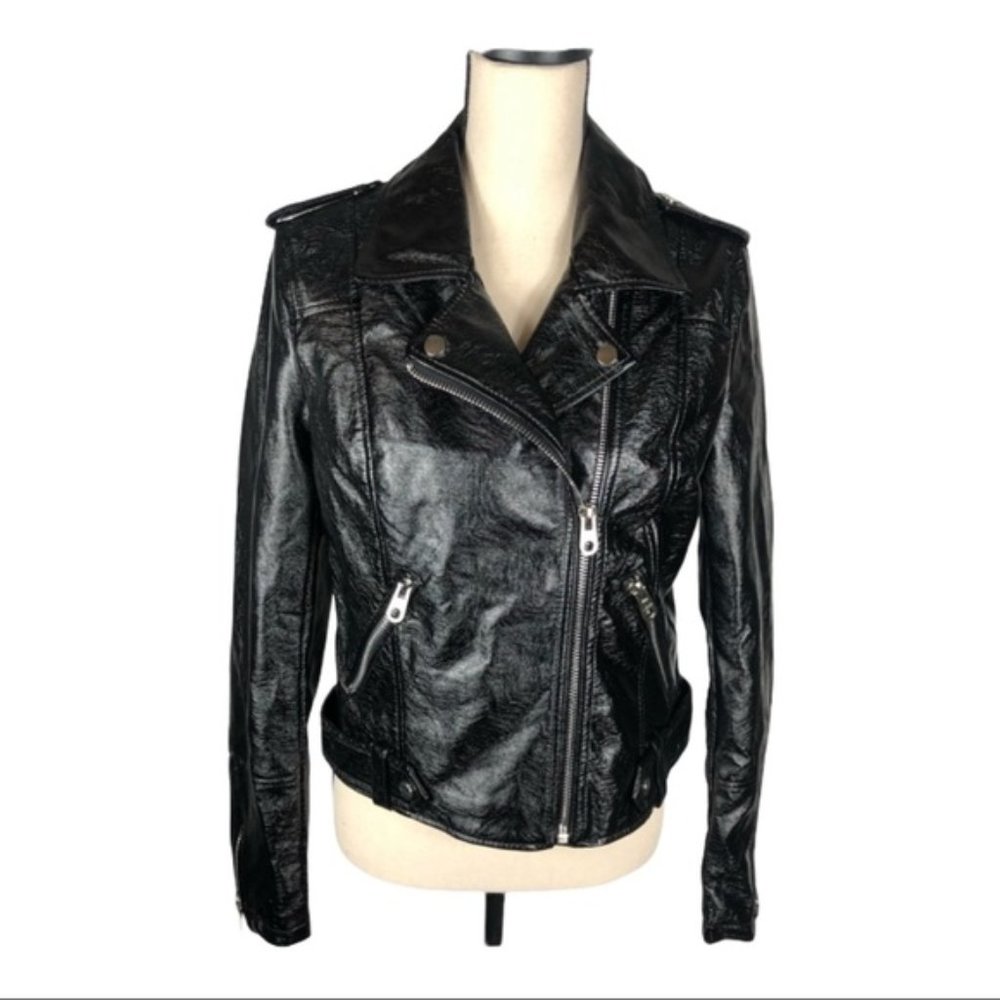 Vigoss Faux Glossy Leather Moto Jacket